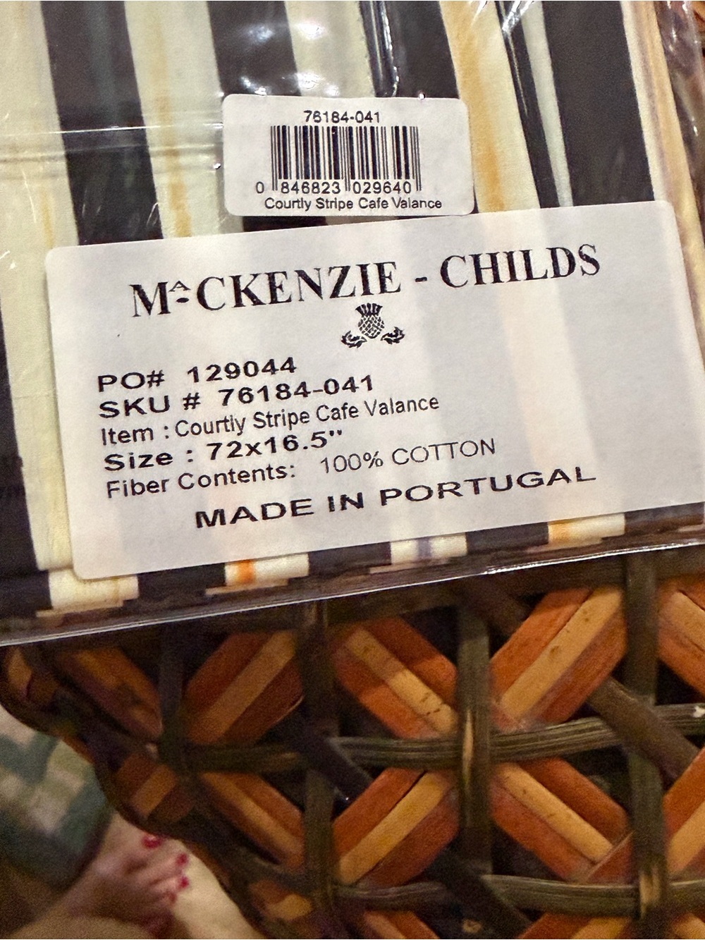 Mackenzie Childs Courtly Stripe Cafe Valance - Picture 3 of 3